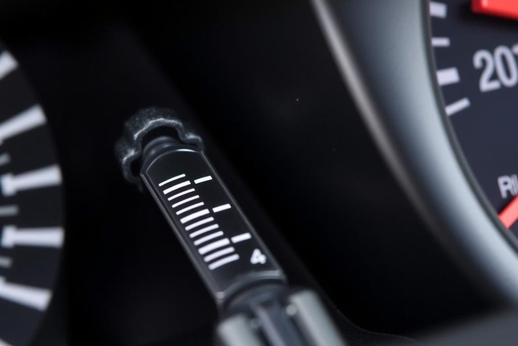 Honda Pilot oil dipstick showing proper oil level Honda Pilot oil dipstick showing proper oil level