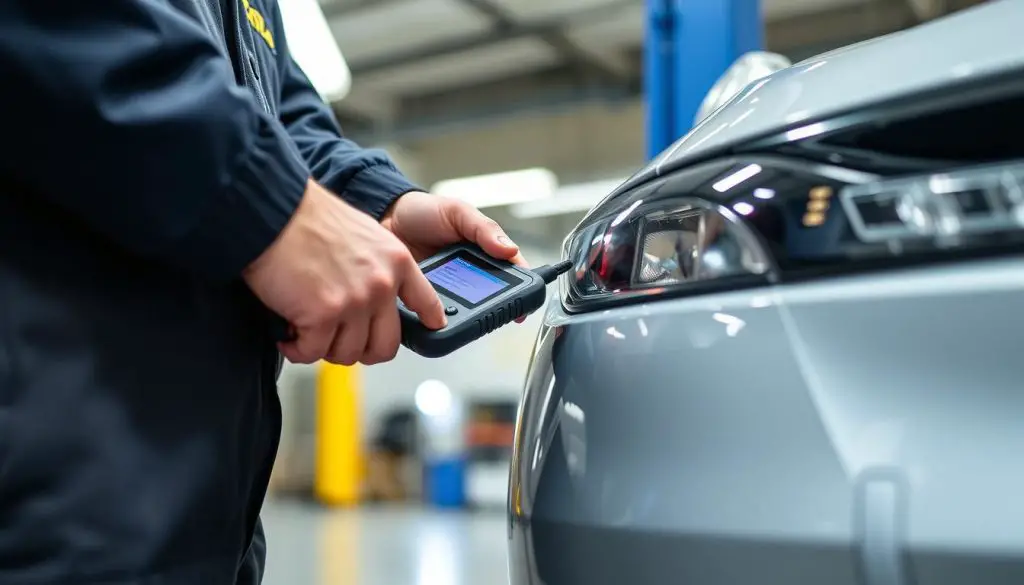 Honda technician diagnosing sensor issues that cause beeping while driving Honda technician diagnosing sensor issues that cause beeping while driving