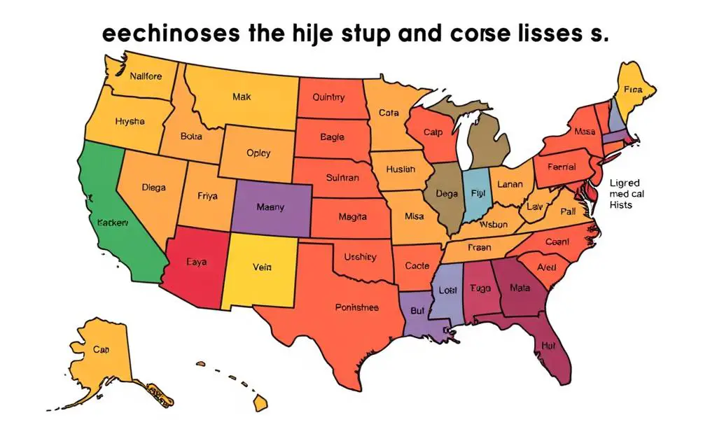Map of the United States showing regional tipping trends Map of the United States showing regional tipping trends
