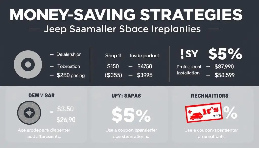 Money-saving strategies for Jeep Wrangler brake replacement illustrated as a cost comparison Money-saving strategies for Jeep Wrangler brake replacement illustrated as a cost comparison