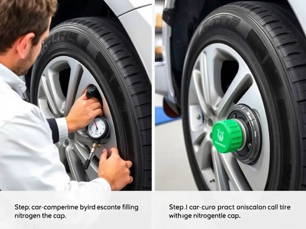 Step-by-step demonstration of properly filling tires with nitrogen Step-by-step demonstration of properly filling tires with nitrogen
