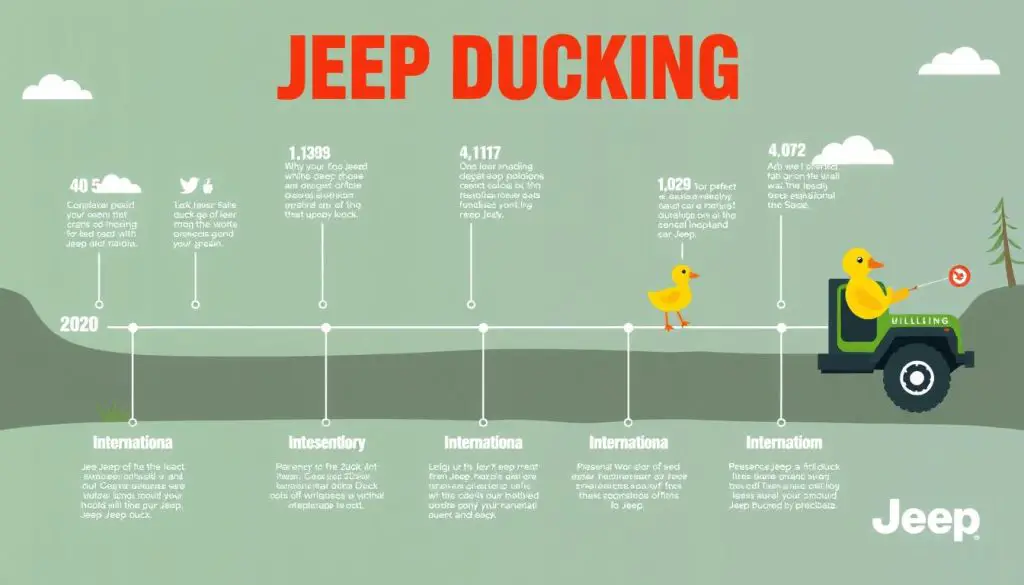 Timeline showing the spread of Jeep Ducking from 2020 to present day Timeline showing the spread of Jeep Ducking from 2020 to present day