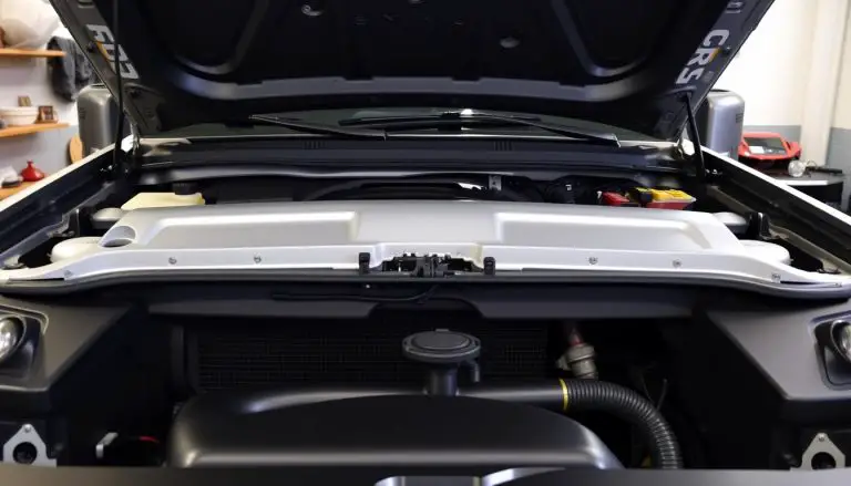 2008 Chevy Colorado with hood open showing engine bay where oil is added