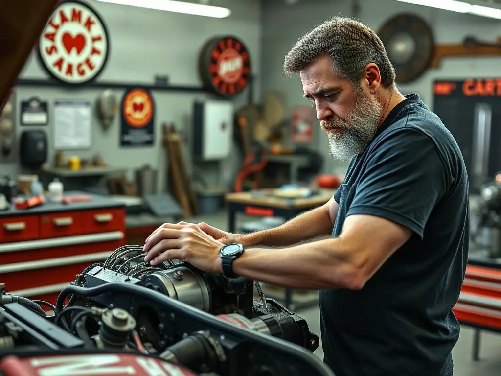 Aaron Kaufman working on a car at Gas Monkey Garage before his departure