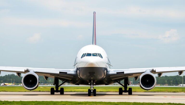 Airbus A340-600 exterior view showing its distinctive long fuselage and four engines