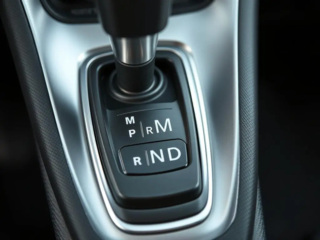 Automatic transmission gear selector showing M for manual mode, different from M on car meaning for BMW