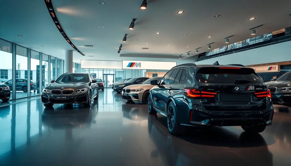 BMW M showroom highlighting the prestige of the M on car meaning