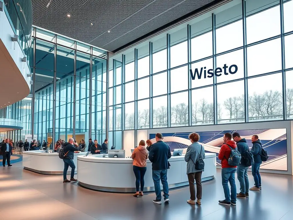 BMW Welt visitor center in Munich with factory tour information desk