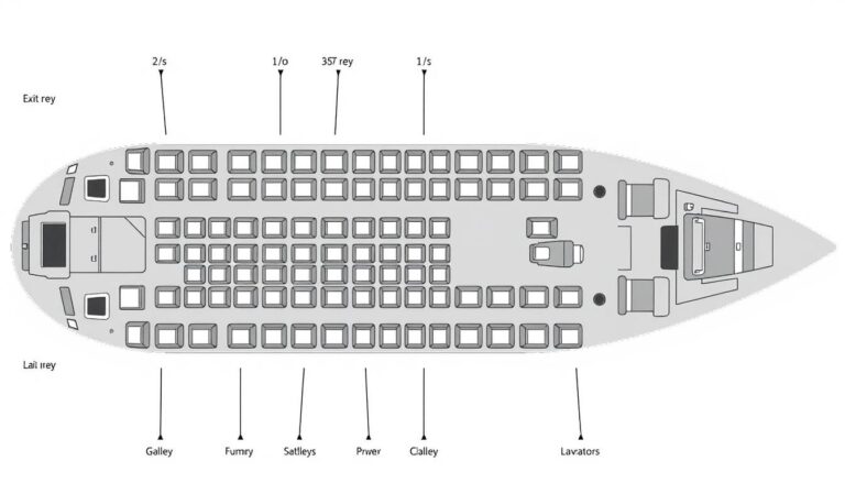 Boeing 737-800 cabin layout showing the 3-3 seating arrangement
