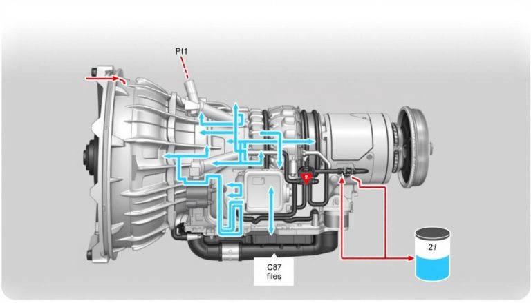 Chevy Silverado transmission system diagram showing fluid pathways