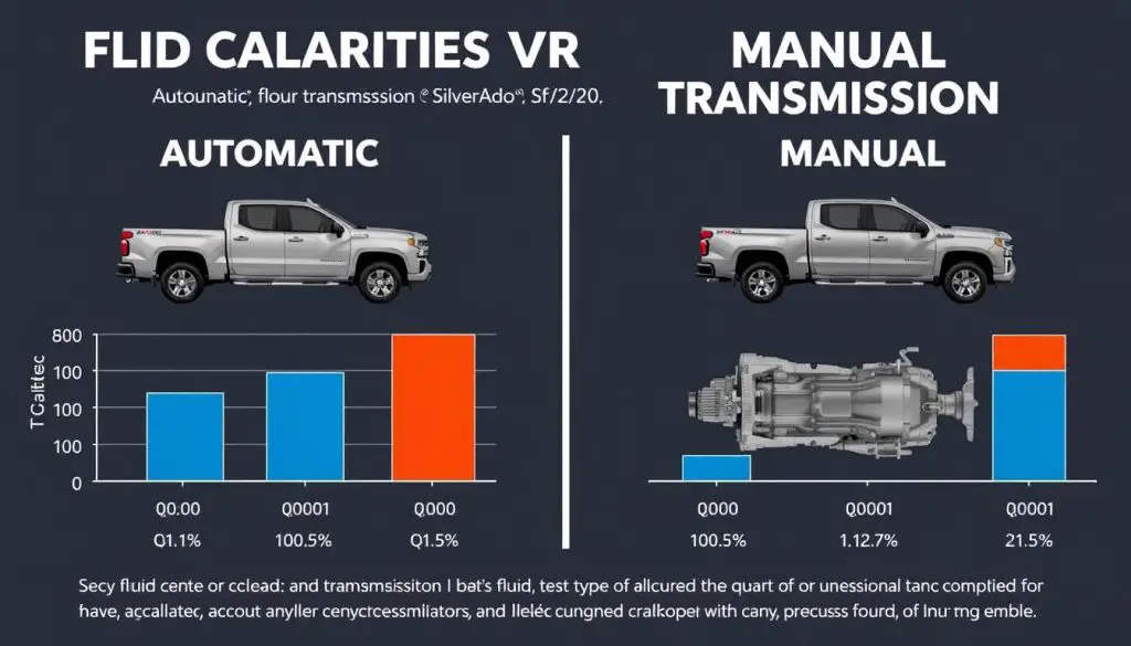 Comparison chart showing fluid capacities between automatic and manual Silverado transmissions