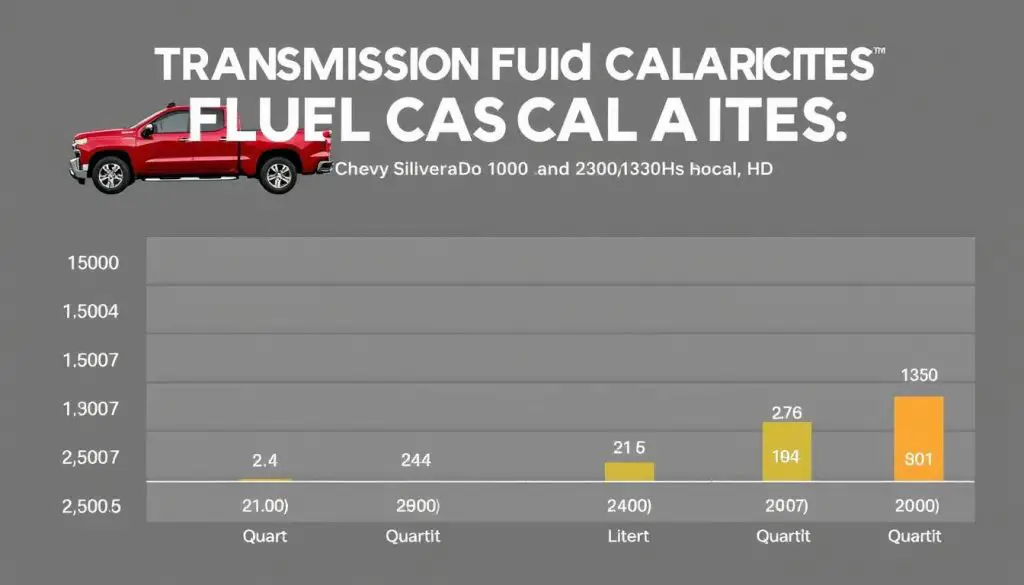 Comparison chart showing transmission fluid capacities between Silverado 1500 and HD models