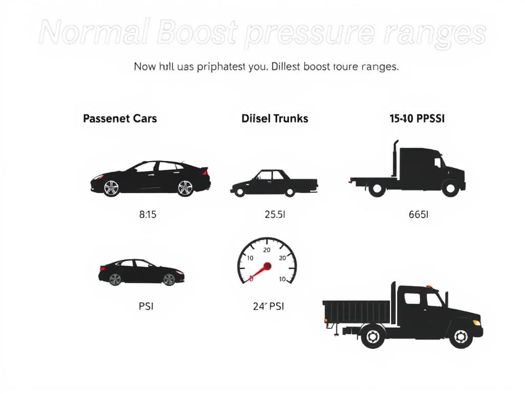 Comparison of normal turbo boost pressure ranges across different vehicle types