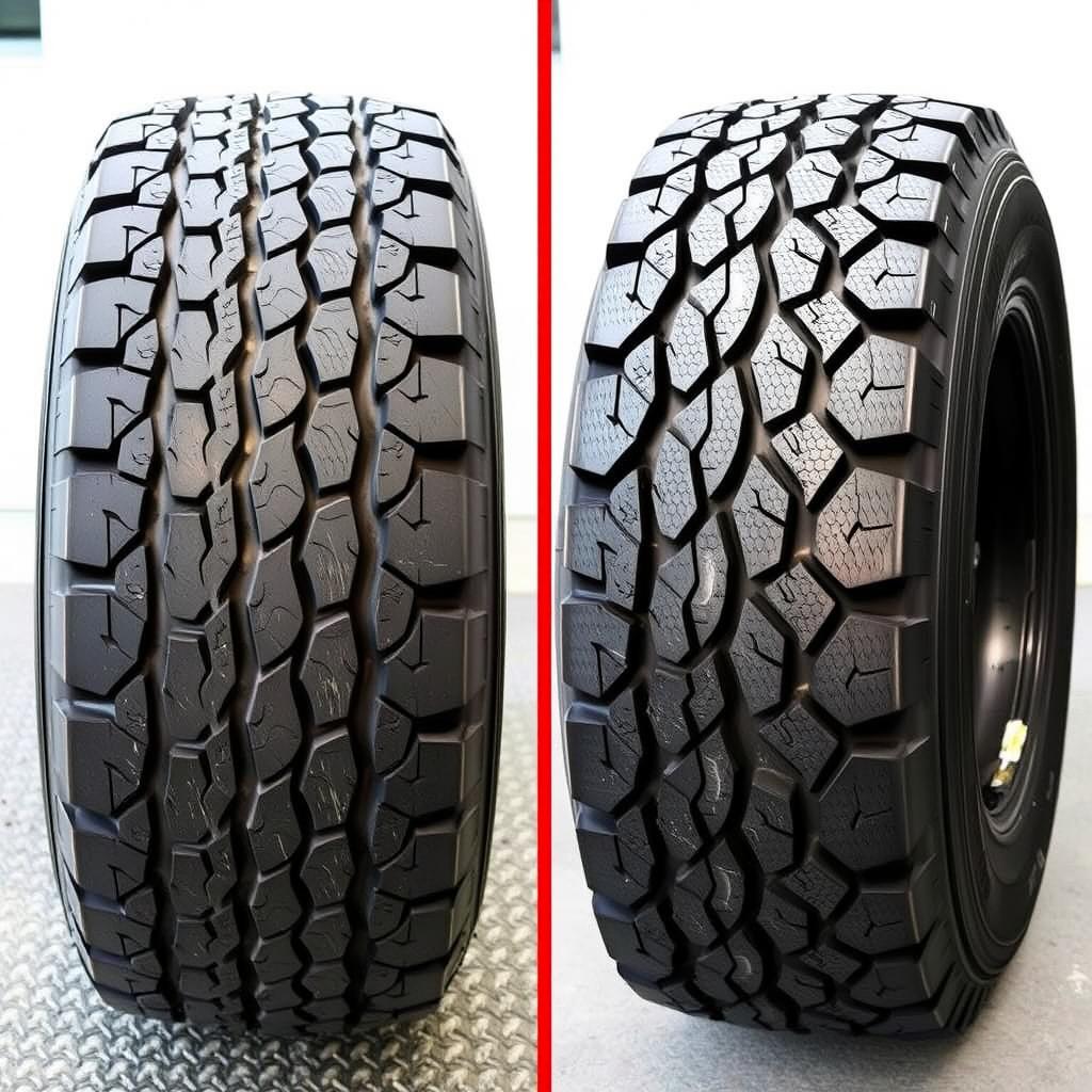 Comparison of normal vs prematurely worn tire Comparison of normal vs prematurely worn tire