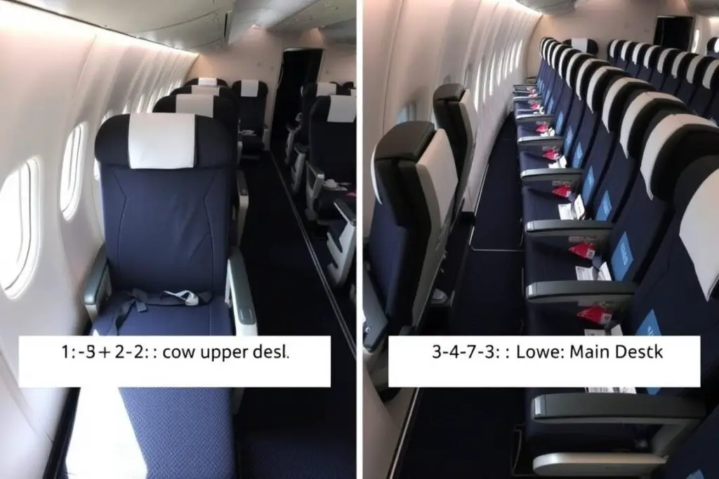 Comparison of upper and lower deck seating on the Airbus A380-800 Comparison of upper and lower deck seating on the Airbus A380-800