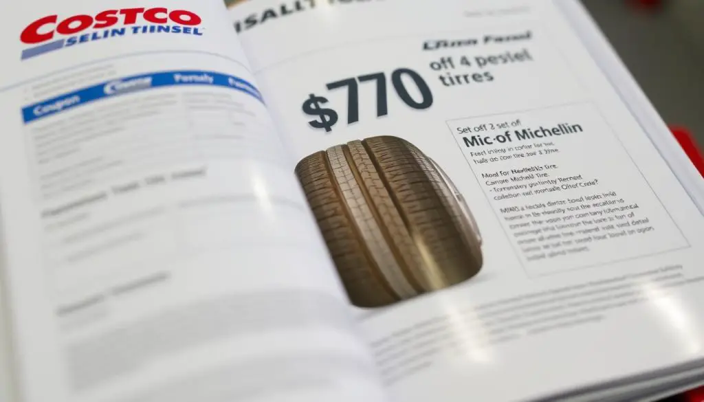 Costco monthly coupon book showing tire promotions with $70 off Michelin tires Costco monthly coupon book showing tire promotions with $70 off Michelin tires