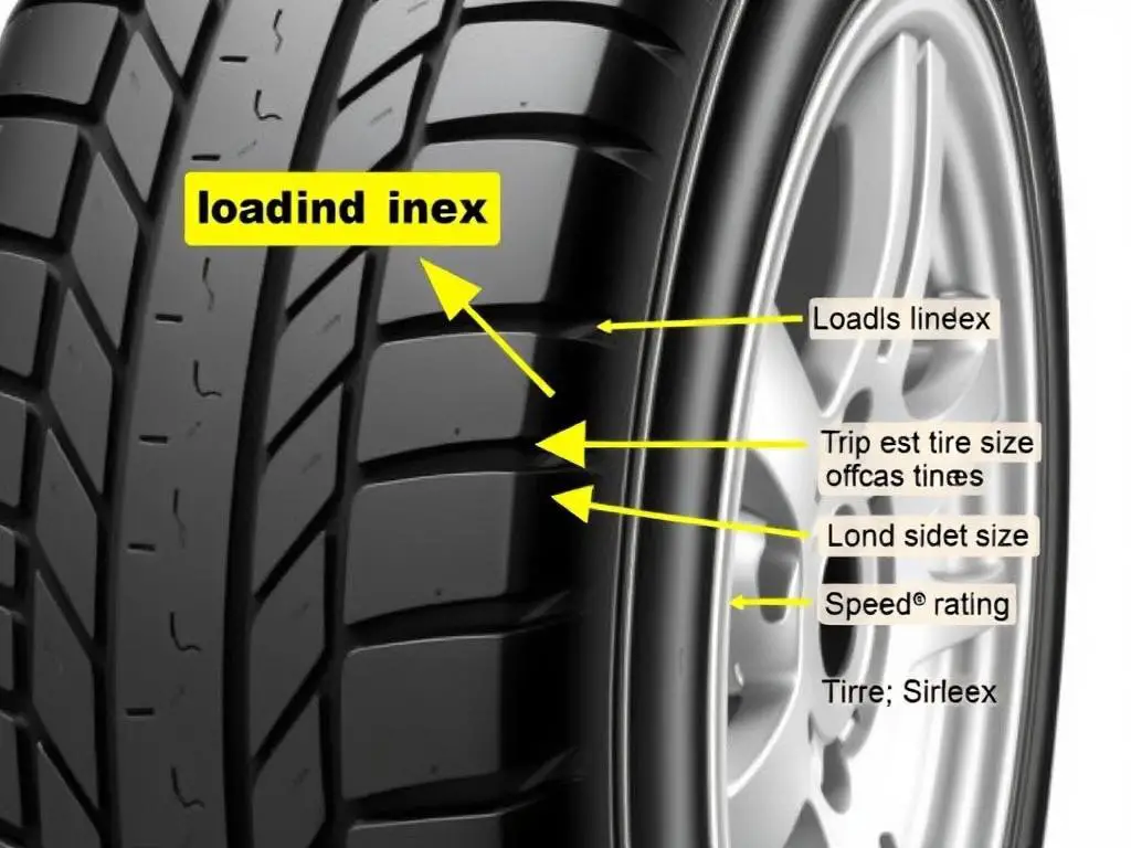 Diagram showing tire load index location on sidewall Diagram showing tire load index location on sidewall