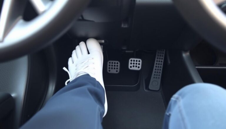 Driver's foot position showing gas pedal on right side