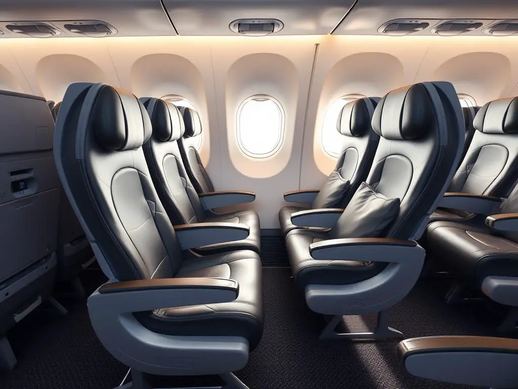 First Class seats on a Boeing 737 MAX 8 showing the 2-2 configuration First Class seats on a Boeing 737 MAX 8 showing the 2-2 configuration