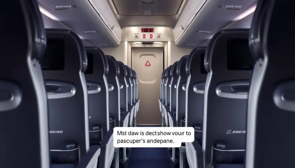 Front section seats on a Boeing 737 MAX 8 showing proximity to exit door Front section seats on a Boeing 737 MAX 8 showing proximity to exit door