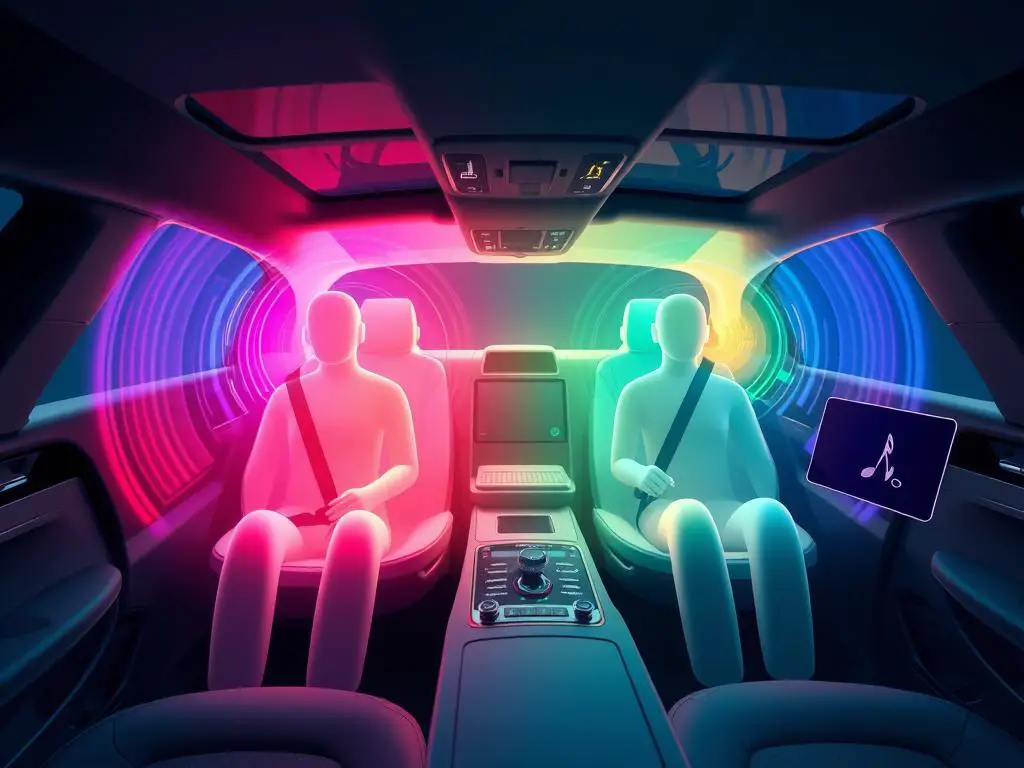 Future concept showing personalized acoustic zones in vehicle cabins