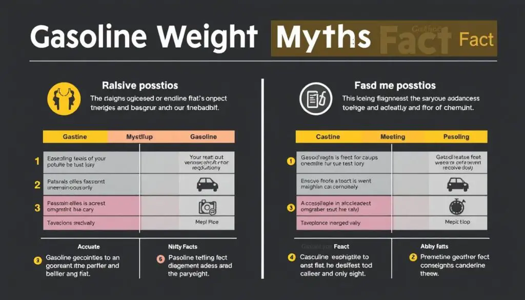 Infographic debunking common myths about gasoline weight per gallon Infographic debunking common myths about gasoline weight per gallon