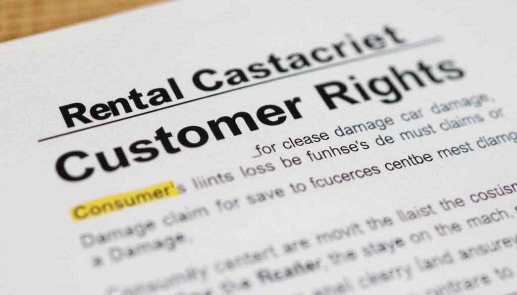 Legal document showing rental car customer rights