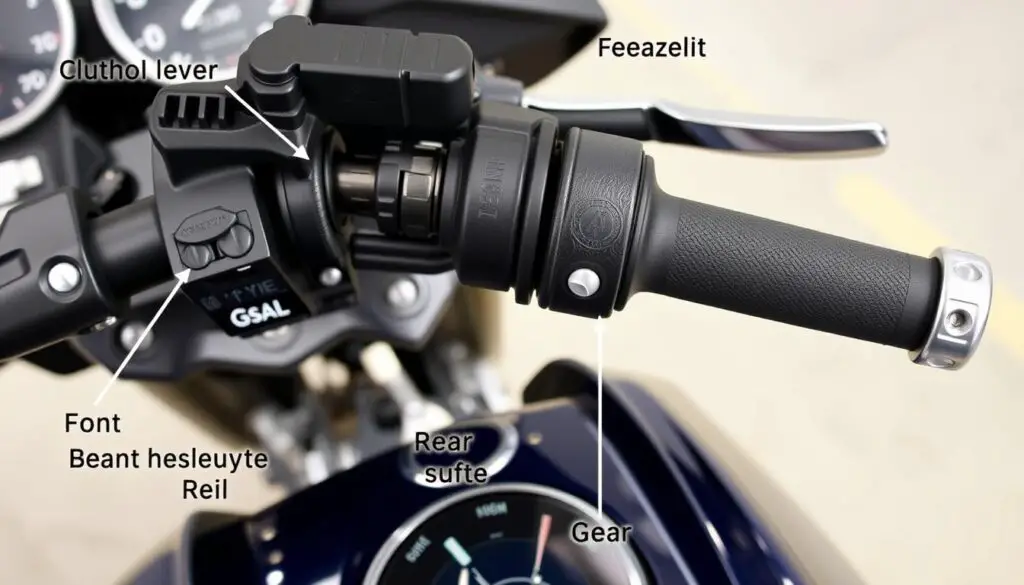Motorcycle handlebar showing throttle control position Motorcycle handlebar showing throttle control position