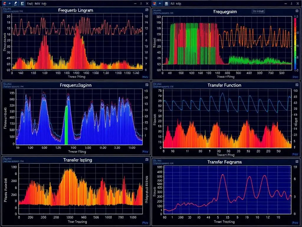 NVH frequency analysis showing spectrograms and order tracking of vehicle noise