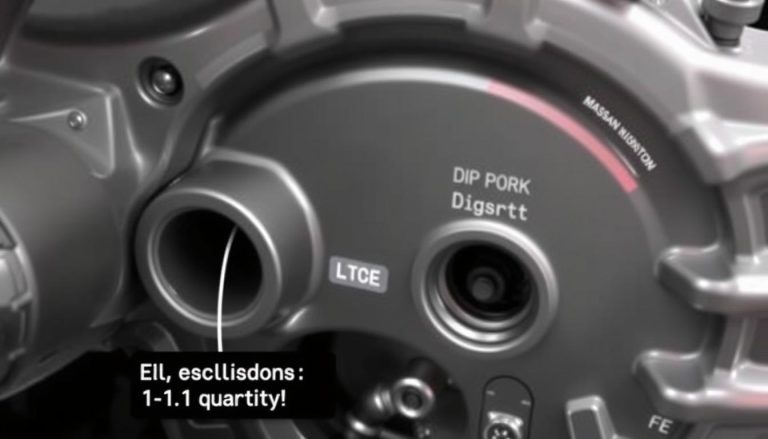 Nissan Murano CVT transmission showing fluid fill location and capacity markings