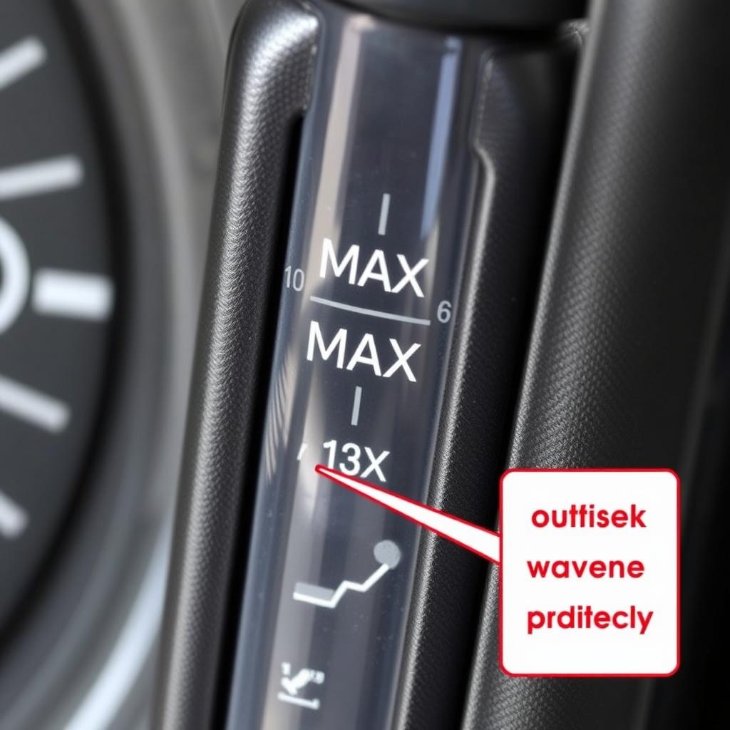 Overfilled transmission dipstick showing excessive fluid level