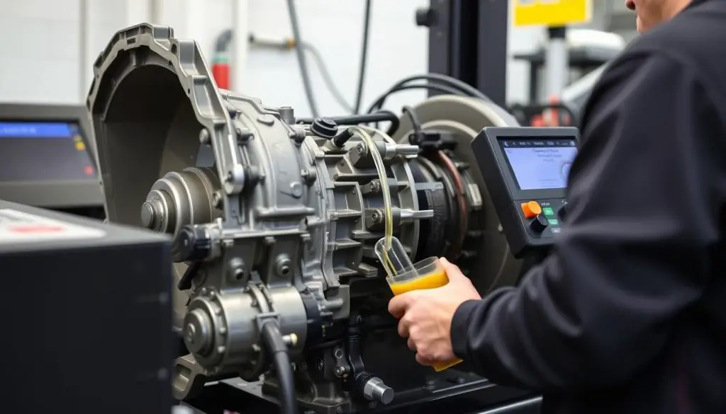 Professional transmission fluid exchange machine connected to GMC Acadia Professional transmission fluid exchange machine connected to GMC Acadia
