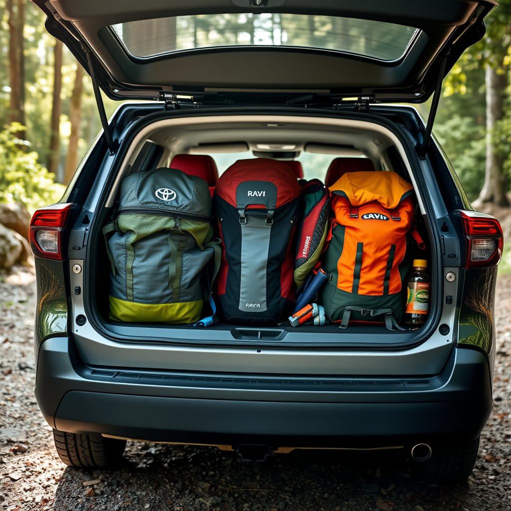 RAV4 loaded with camping and outdoor adventure gear RAV4 loaded with camping and outdoor adventure gear