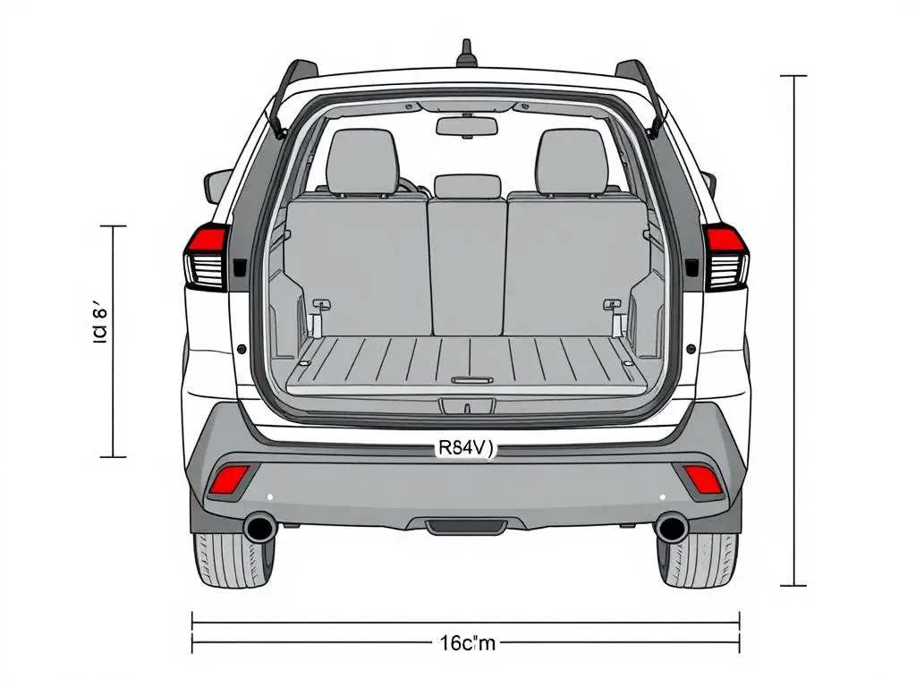 RAV4 trunk dimensions showing width, depth and height measurements RAV4 trunk dimensions showing width, depth and height measurements