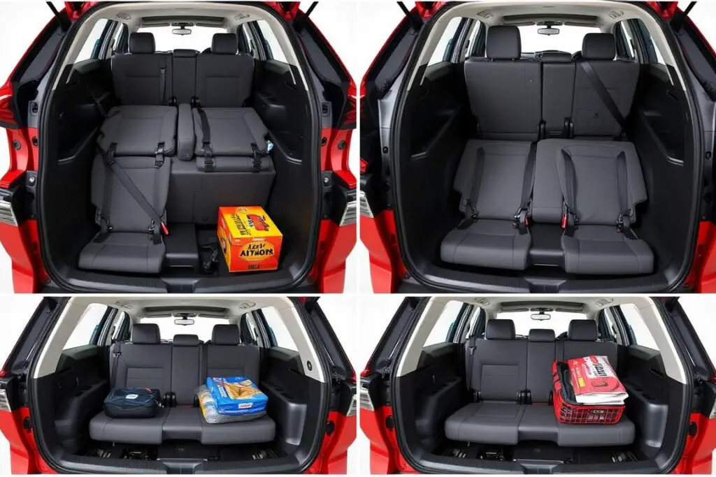 RAV4 with 60/40 split seats in various folding configurations RAV4 with 60/40 split seats in various folding configurations