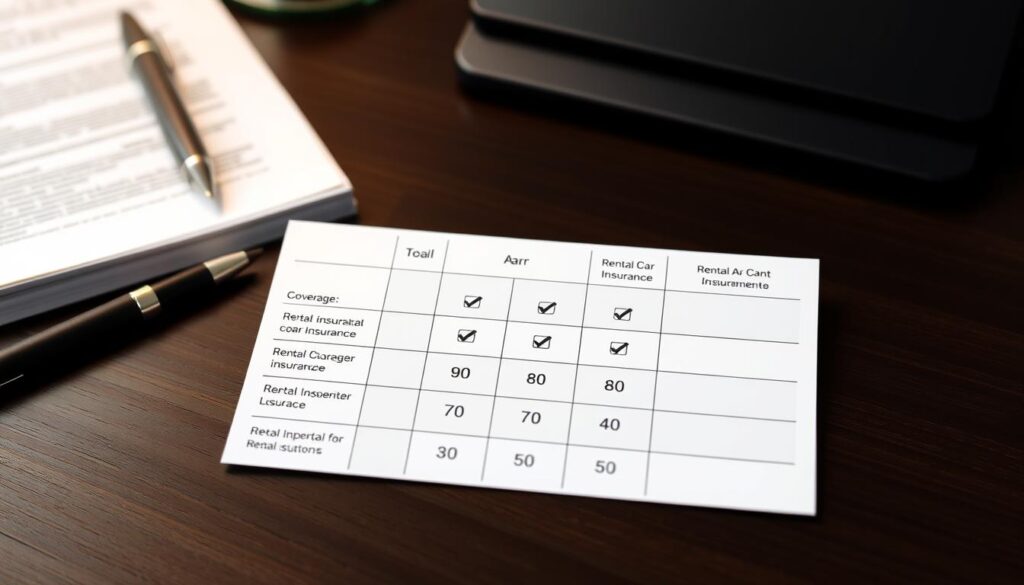 Rental car insurance options comparison chart