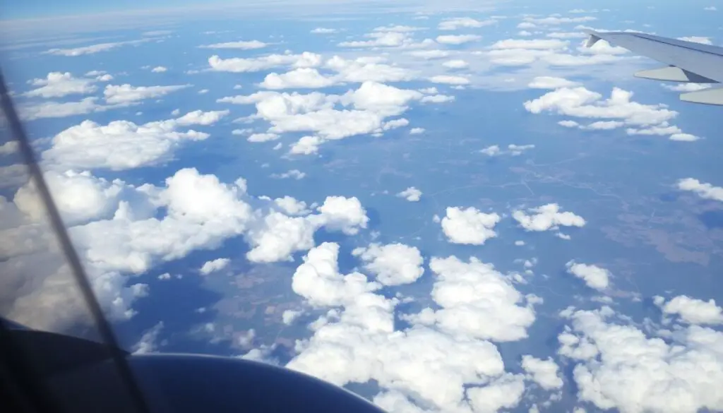 Spectacular aerial view from Boeing 737 MAX 8 window seat Spectacular aerial view from Boeing 737 MAX 8 window seat