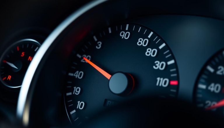 Tachometer showing RPM gauge with power band highlighted
