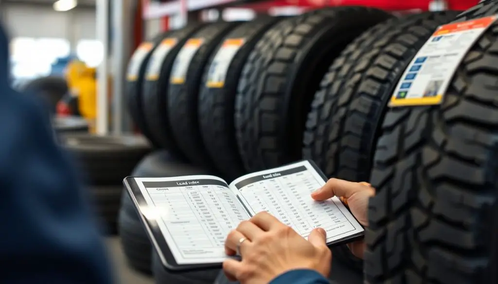 Tire load index chart being used to select proper tires Tire load index chart being used to select proper tires
