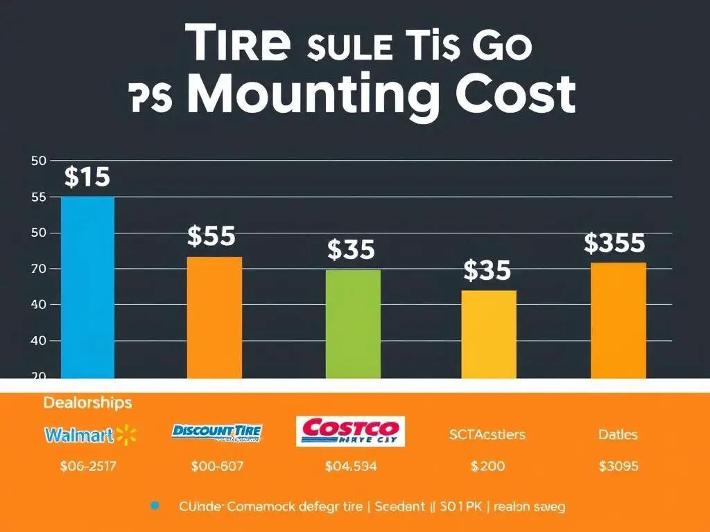 Tire mounting cost comparison chart showing price ranges across different service providers Tire mounting cost comparison chart showing price ranges across different service providers
