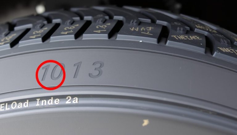 Tire sidewall showing load index marking highlighted