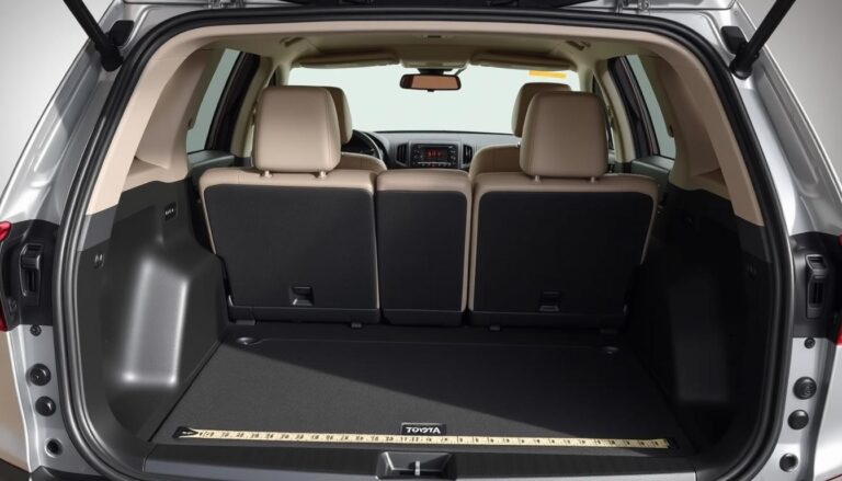 Toyota RAV4 trunk with rear seats up showing 37.6 cubic feet of cargo space