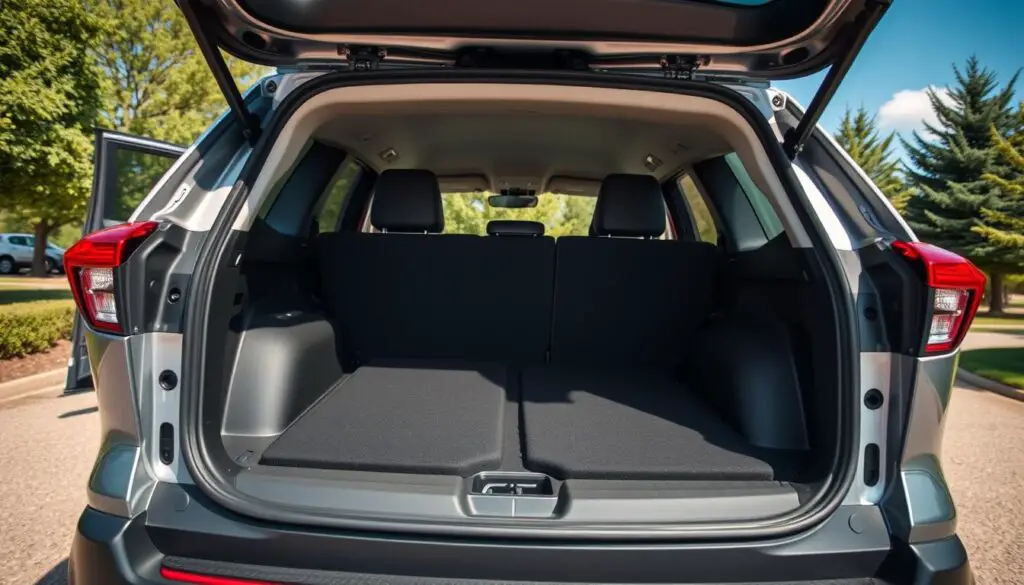 Toyota RAV4 with trunk open showing versatile cargo space Toyota RAV4 with trunk open showing versatile cargo space