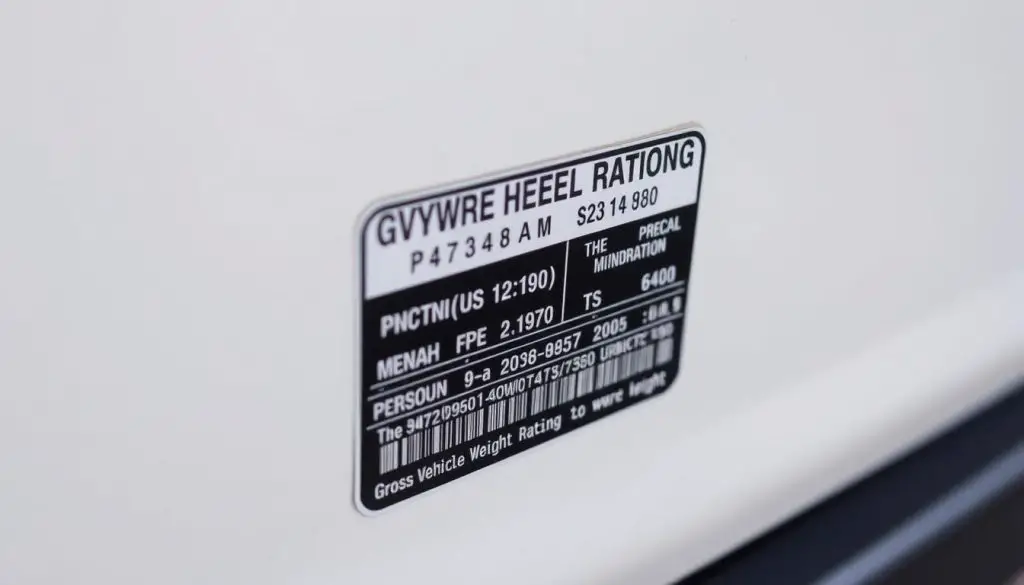 Vehicle door jamb sticker showing weight ratings Vehicle door jamb sticker showing weight ratings