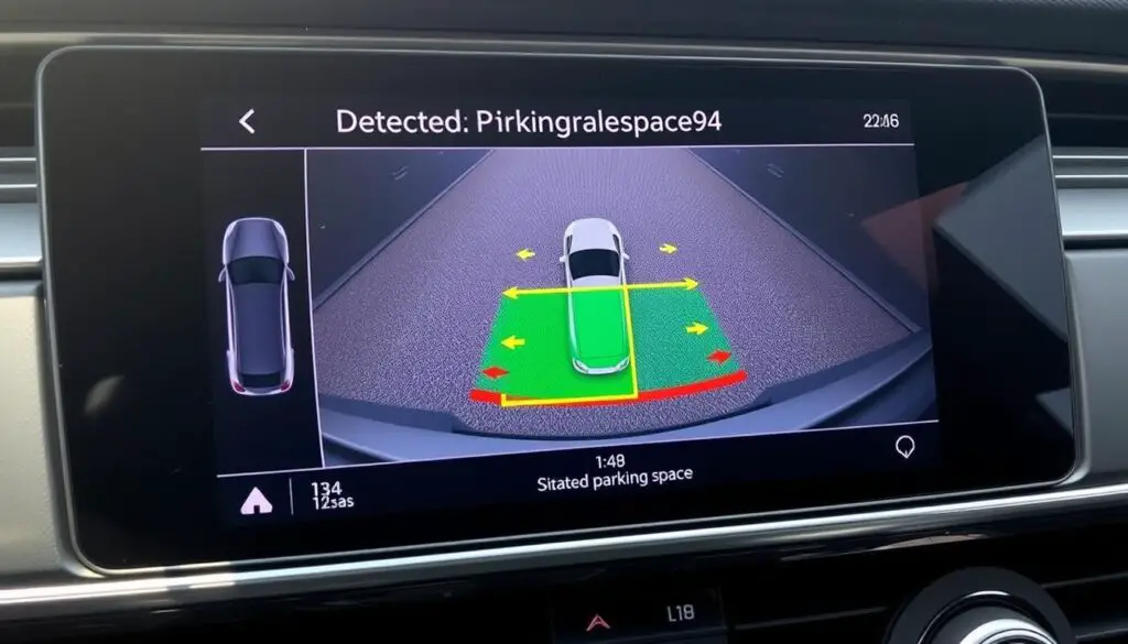 Audi Park Assist Plus interface showing parking space detection