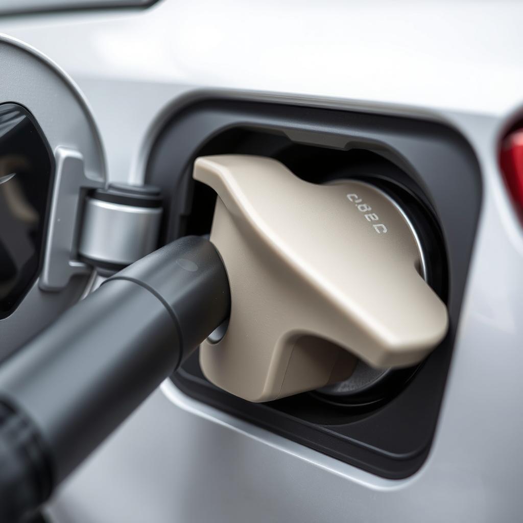 Capless fuel filler system showing the internal flap mechanism