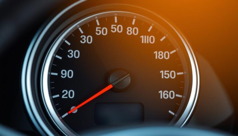 Car tachometer showing normal idle RPM range between 600-1000 RPM