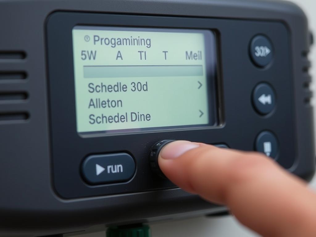 Close-up of sprinkler system controller settings