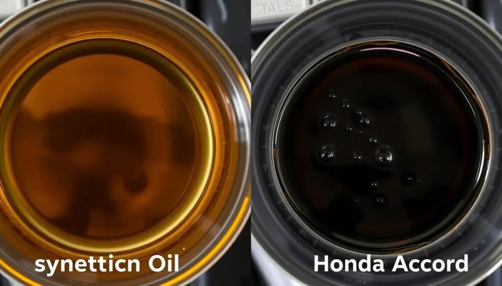 Comparison of clean vs dirty engine oil in Honda Accord