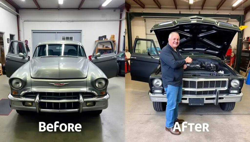 Completed automotive overhaul showing transformed vehicle Completed automotive overhaul showing transformed vehicle
